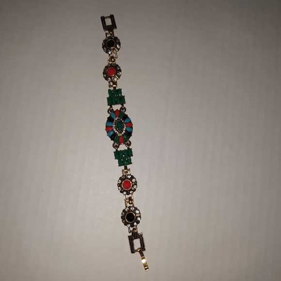 925 stamped multi color with rhinestones and gems stone. Gold tone 7" lo… - Picture 4 of 10